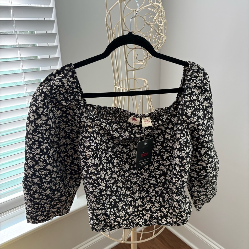 Levi's Black and White Floral Blouse